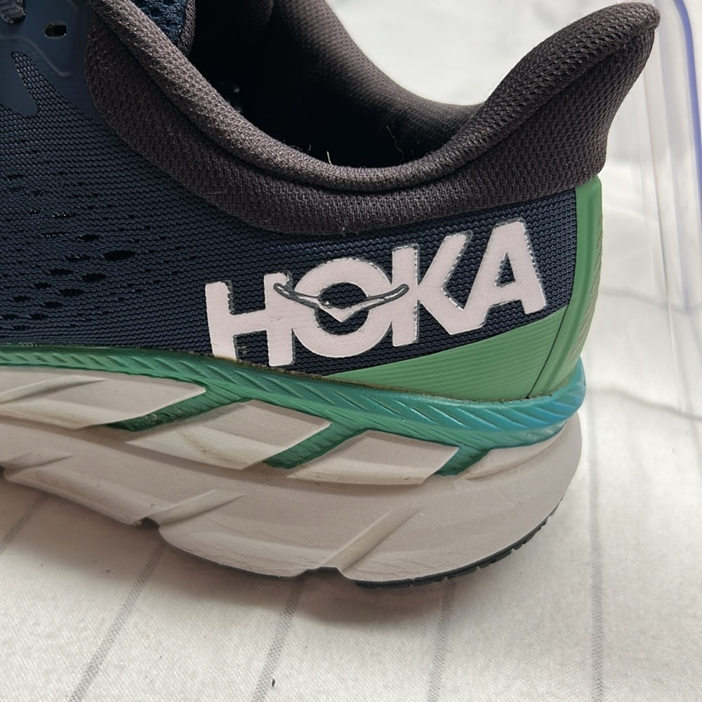 HOKA ONE ONE Clifton 7 Men's Lightweight Lace-Up Sneakers Blue Mesh US Size 8 - Picture 2 of 10